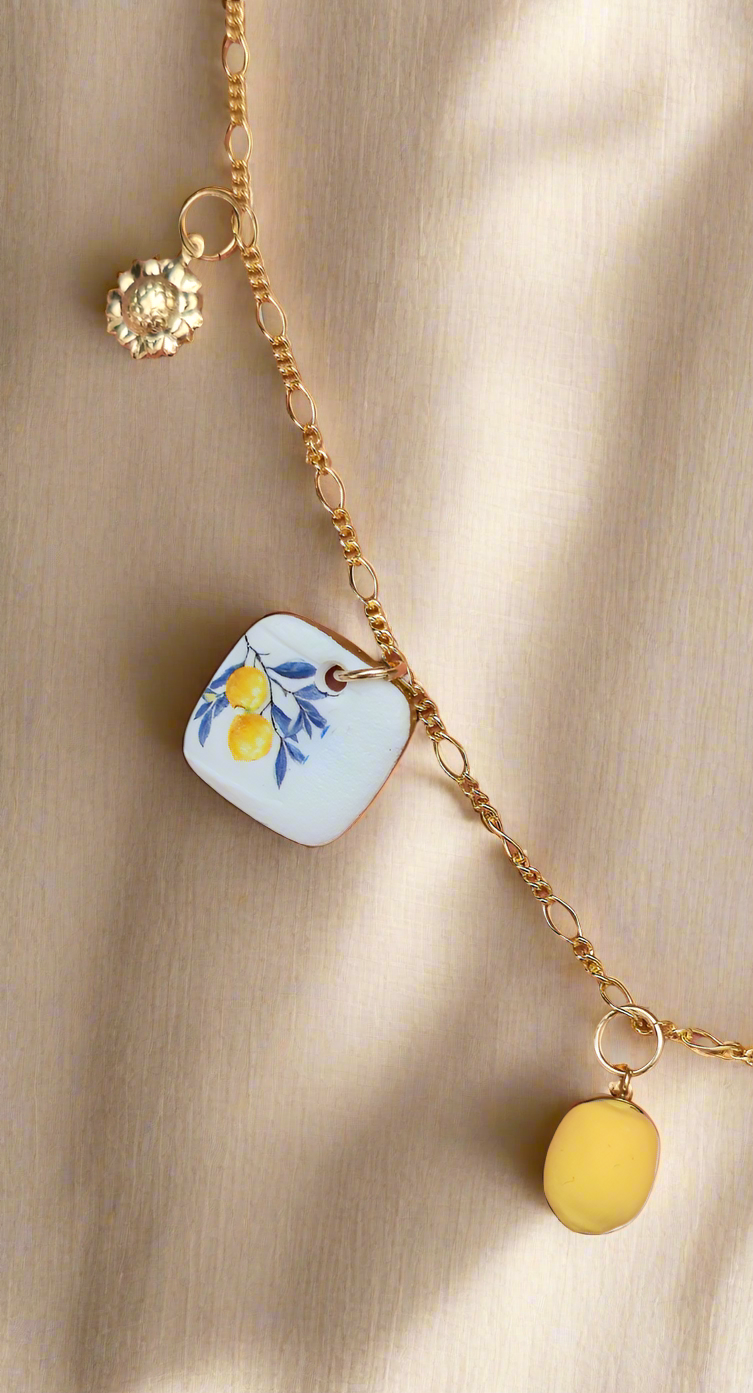 Mediterranean Lemon Charm Necklace